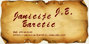 Janićije Baretić vizit kartica